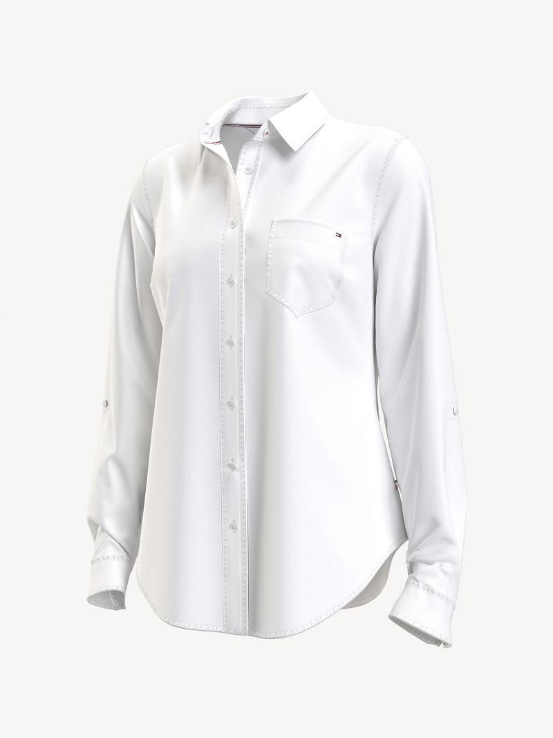 Női Tommy Hilfiger Essential Solid Oxford Ingek Fehér | HU 280LIS